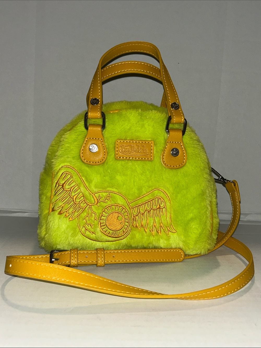 Von Dutch Sherbet Furry Bowling Bag handbag NEW